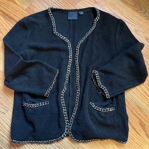 Trouvé black chain link trim open cardigan jacket size small